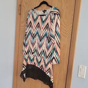 Chevron Patterned Multicolor Tunic Top